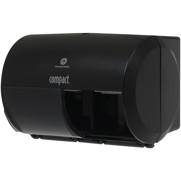 Toilet Paper Dispenser, Compact, Horizontal Double Roll, Coreless, Wall Mount, Black