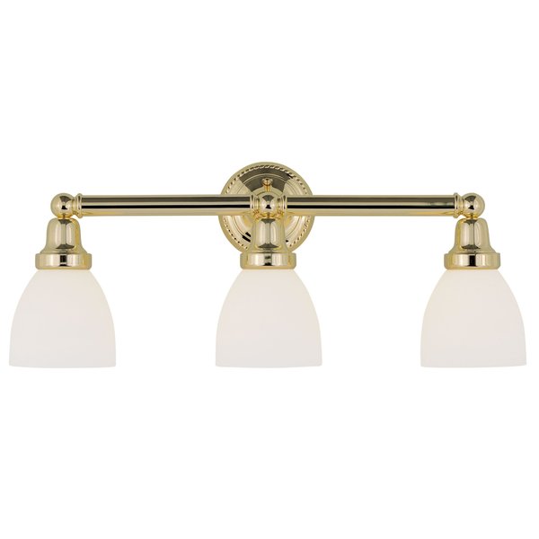 Classic 3 Light Polished Brass Bath Vani
