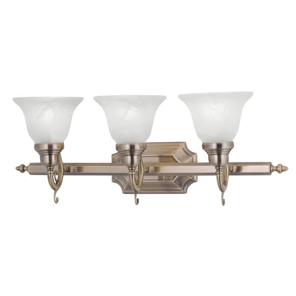 French Regency 3 Light Antique Brass Bath Vanity