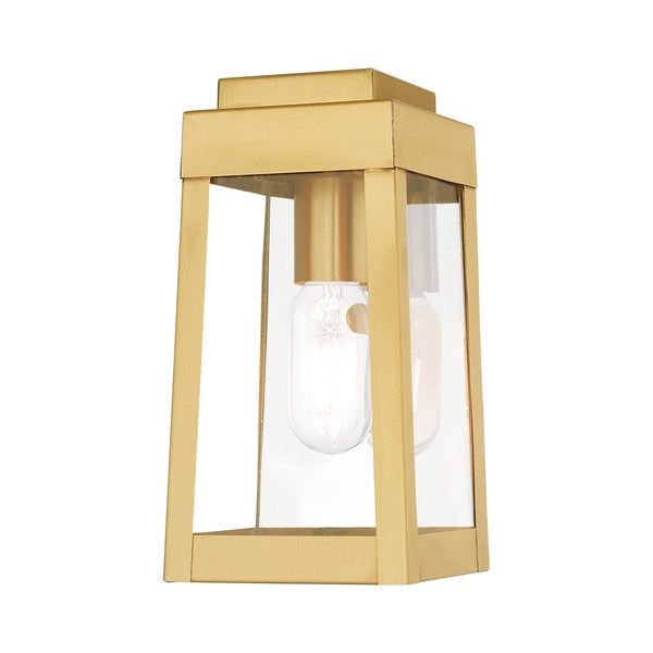 Oslo 1 Light Satin Brass Outdoor Wall Lantern
