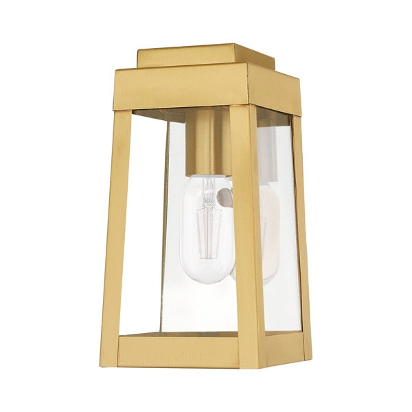 Oslo 1 Light Satin Brass Outdoor Wall Lantern