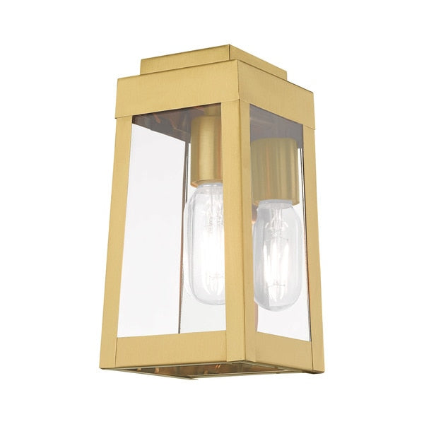 Oslo 1 Light Satin Brass Outdoor Wall Lantern
