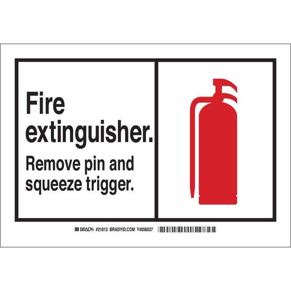 Fire Extinguisher Sign, 3 1/2 in Height, 5 in Width, Polyester, Rectangle, English