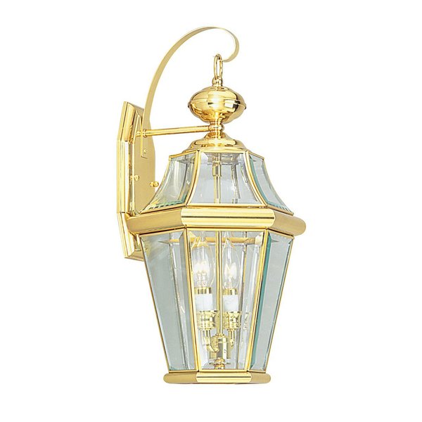Georgetown 2 Light Polished Brass Outdoor Wall Lantern