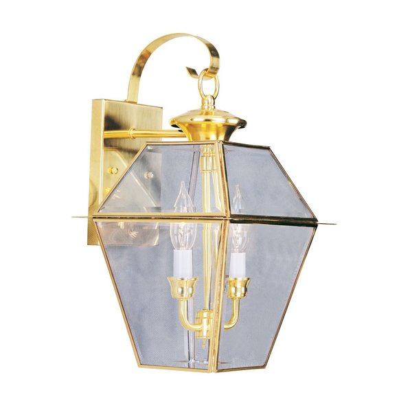 Westover 2 Light Polished Brass Outdoor Wall Lantern