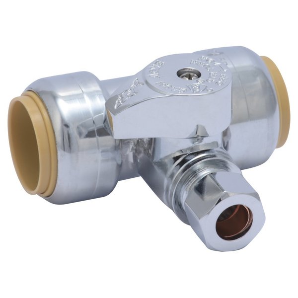 Tee Stop Valve, Brass, 3/4