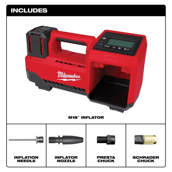 M18 Cordless Inflator, 150 psi Max., 36 in Hose Length, Bare Tool