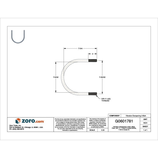 Vibration-Dampening U-Bolt, 5/8