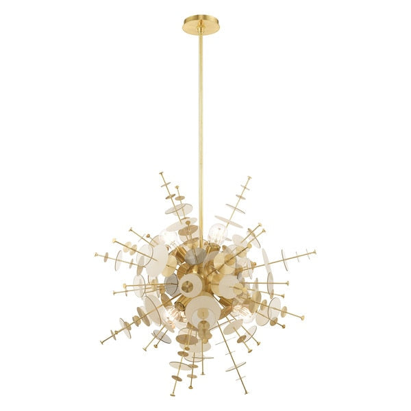 Circulo 6 Light Satin Brass Pendant Chandelier
