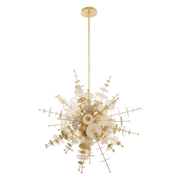 Circulo 6 Light Satin Brass Pendant Chandelier
