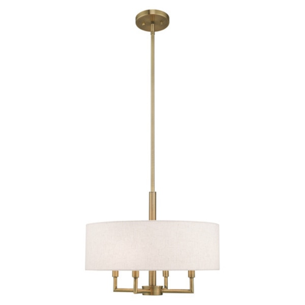 Meridian 4 Light Antique Brass Pendant Chandelier