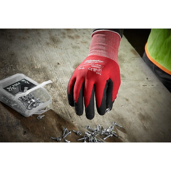 Level 1 Cut Resistant Nitrile Dipped Gloves - Medium (12 pair)