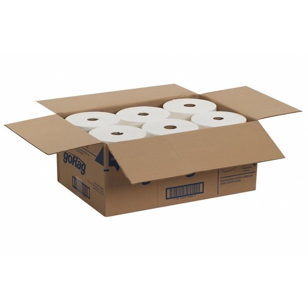 Dry Wipe Roll, D400, Continuous Roll, Double Recreped DRC, 10 in Wide 250 Ft Length, White, 6 Pack