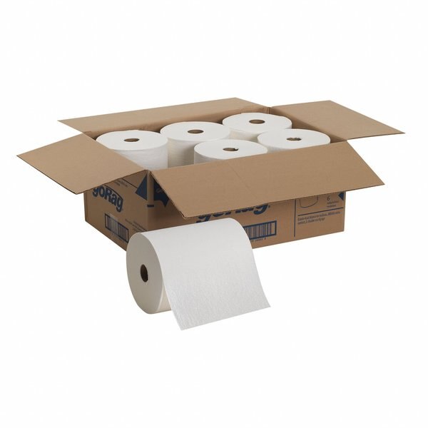 Dry Wipe Roll, D400, Continuous Roll, Double Recreped DRC, 10 in Wide 250 Ft Length, White, 6 Pack