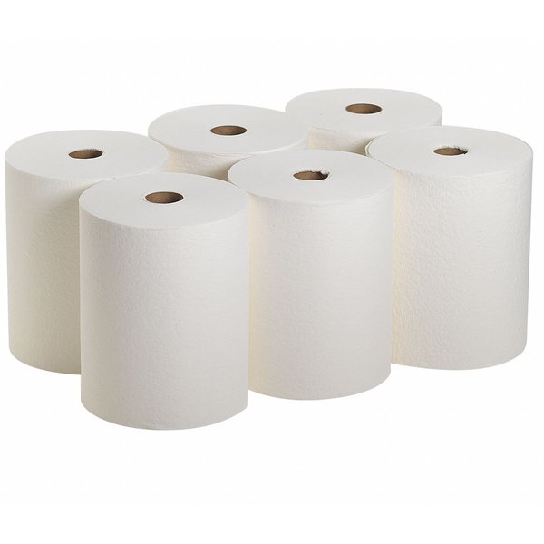 Dry Wipe Roll, D400, Continuous Roll, Double Recreped DRC, 10 in Wide 250 Ft Length, White, 6 Pack
