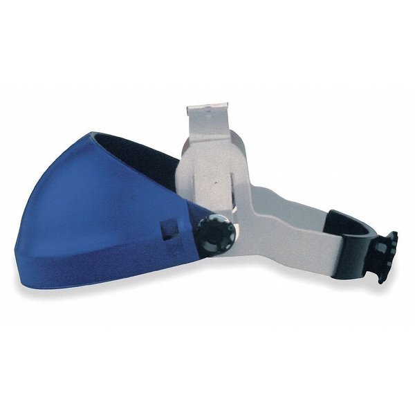 Single Crown Headgear for Faceshield, Thermoplastic, Dielectric Protection, Ratchet, Blue