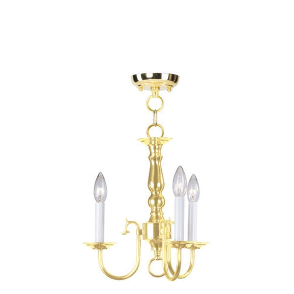 Williamsburgh 3 Light Polished Brass Mini Chandelier