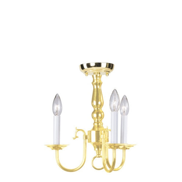 Williamsburgh 3 Light Polished Brass Mini Chandelier
