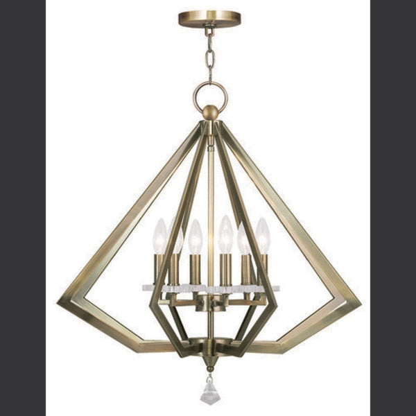Diamond 6 Light Antique Brass Chandelier
