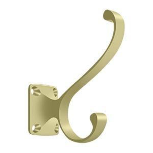 Heavy Duty, Coat & Hat Hook Unlacquered Bright Brass