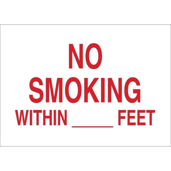 No Smoking Sign, 14 in H, 20 in W, Fiberglass, Rectangle, English, 72155