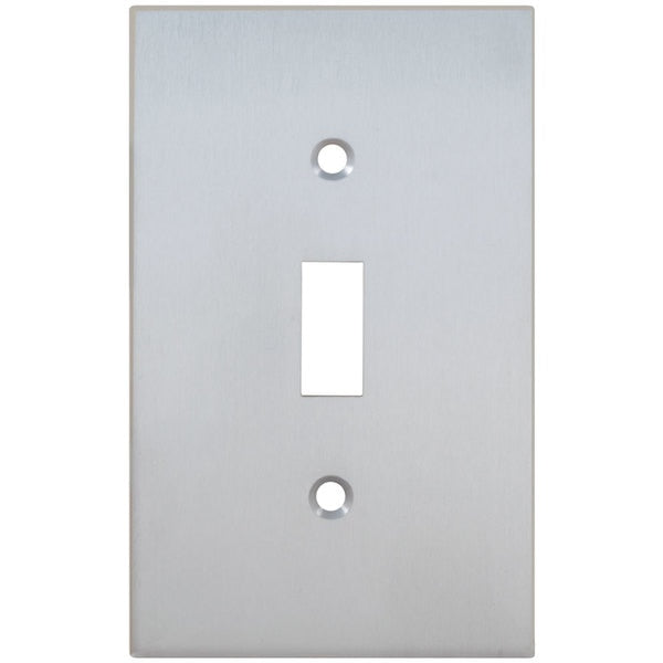 Single Modern Switch Plate, Number of Gangs: 1 Solid Brass, Satin Chrome Plated Finish