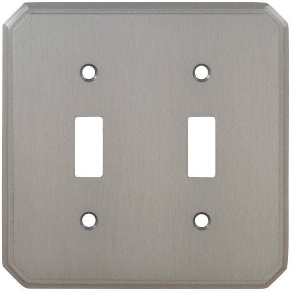 Double Traditional Switch Plate, Number of Gangs: 2 Solid Brass, Shaded Bronze, Lacquered Finish