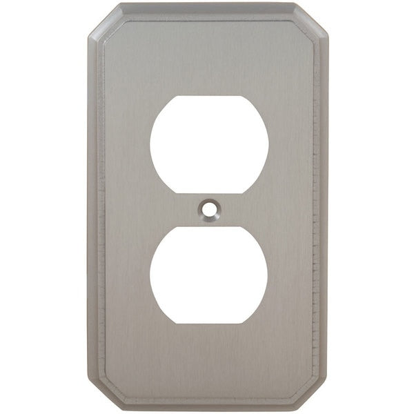 Duplex Receptacle Traditional Switch Plate, Number of Gangs: 1 Solid Brass