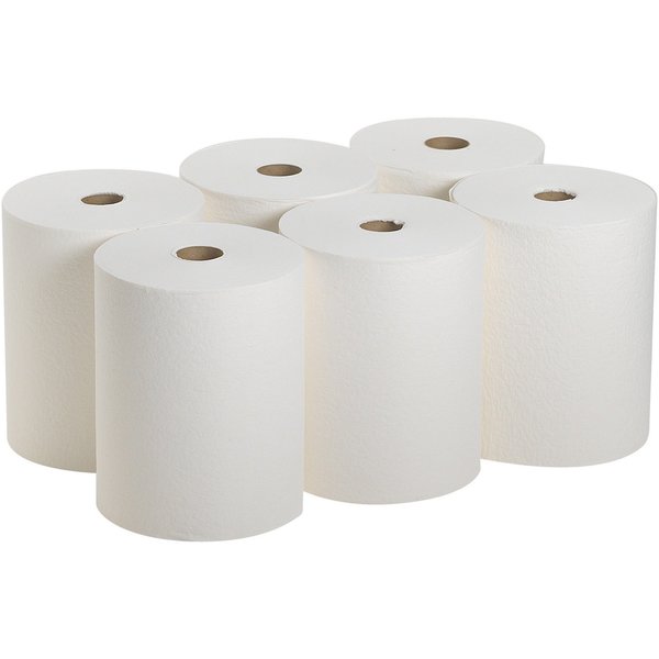 Dry Wipe Roll, D400, Continuous Roll, Double Recreped DRC, 10 in Wide 250 Ft Length, White, 6 Pack