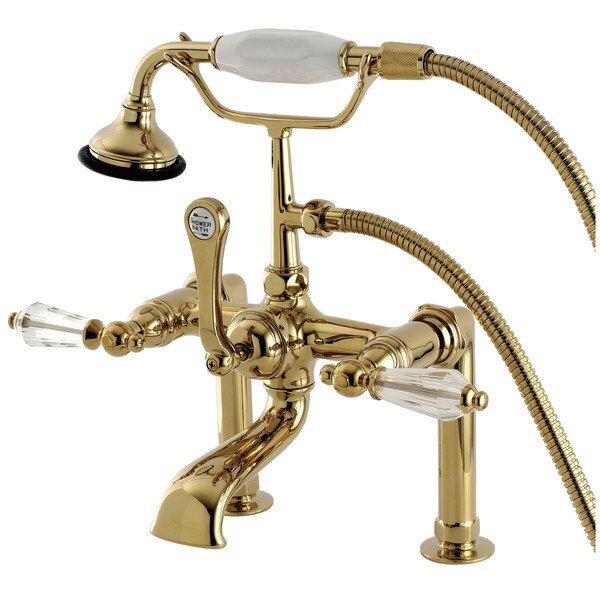 Deck-Mount Clawfoot Tub Faucet, Polished Brass, Deck Mount