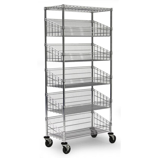 Basket Unit, w/Casters, 5 Baskets, 24x36x80