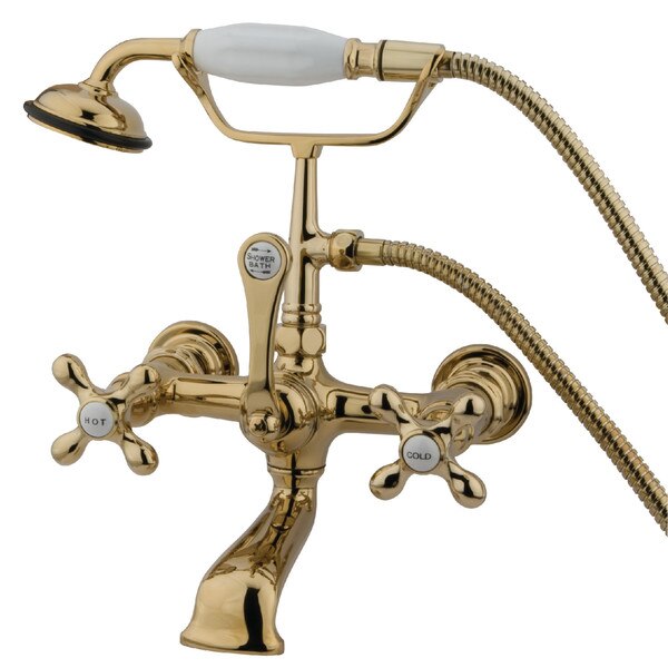 Wall-Mount Clawfoot Tub Faucet, Polished Brass, Tub Wall Mount