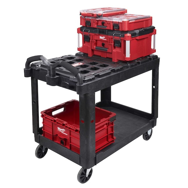 Utility Cart, Ergonomic, 2 Shelves, 500 lb