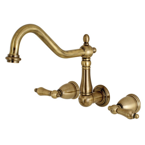 Roman Tub Faucet, Antique Brass, Wall Mount