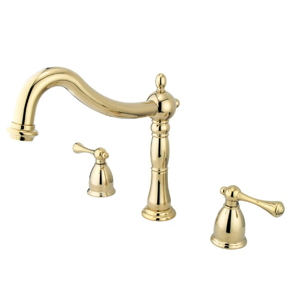 Roman Tub Faucet, Polished Brass, Deck Mount