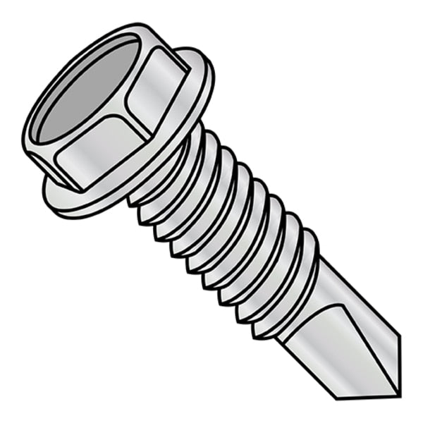 #10-24 x 1 in Hex Hex Machine Screw, Plain Steel, 5000 PK