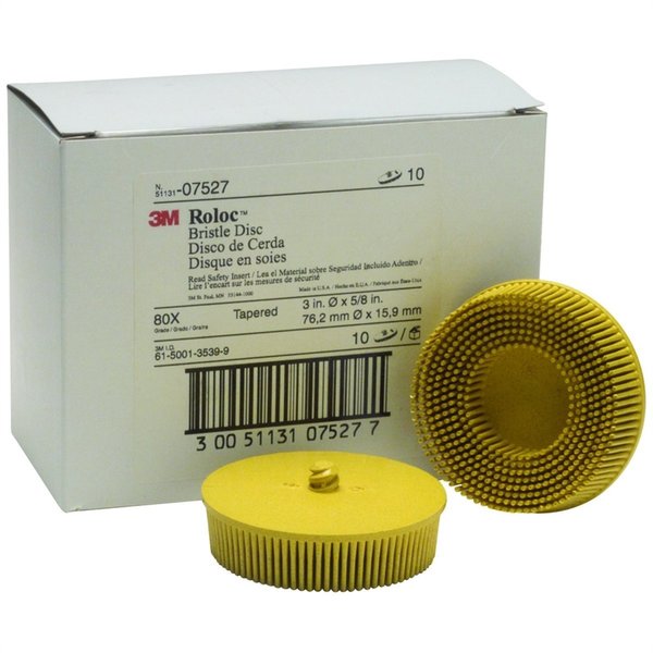 Scotch-Brite Roloc Bristle Discs 80 Grit Medium Yellow, 3