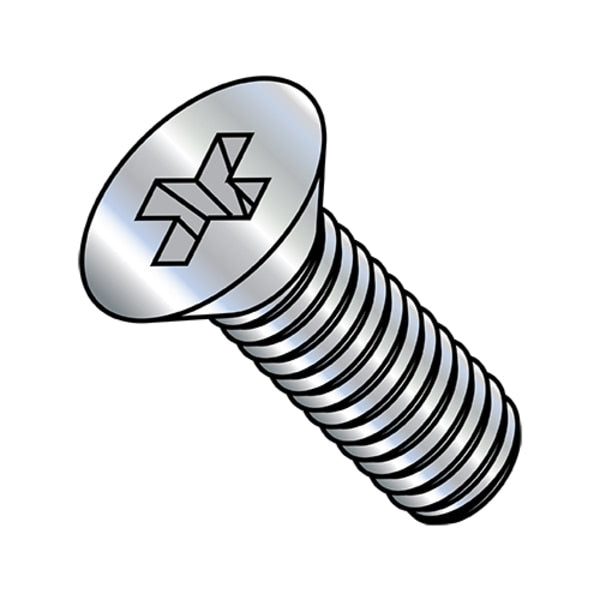 #10-24 x 9/16 in Phillips Flat Machine Screw, Zinc Plated Steel, 8000 PK