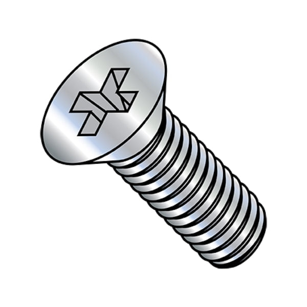 #10-32 x 3-1/2 in Phillips Flat Machine Screw, Zinc Plated Steel, 600 PK