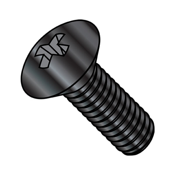 #10-32 x 1-1/2 in Phillips Oval Machine Screw, Black Oxide Steel, 3500 PK