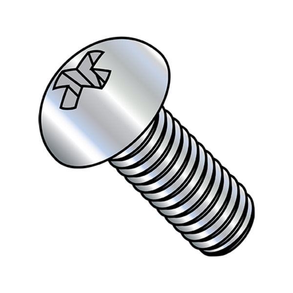 #10-24 x 5/16 in Phillips Round Machine Screw, Zinc Plated Steel, 9000 PK