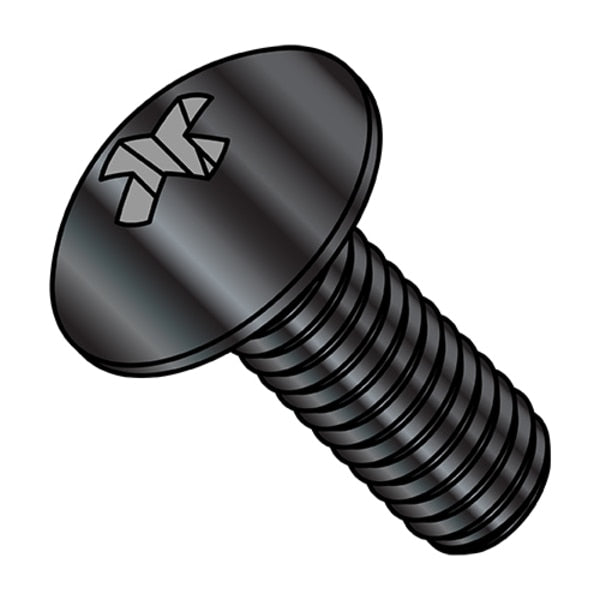 #10-24 x 1 in Phillips Truss Machine Screw, Plain Steel, 2000 PK