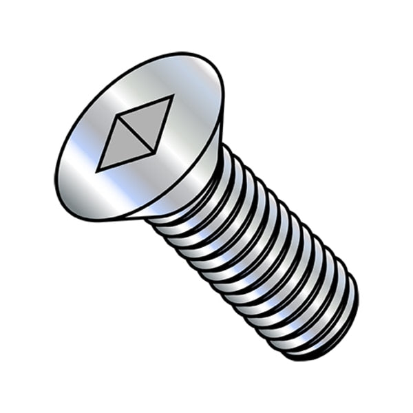 #10-24 x 1-1/2 in Square Flat Machine Screw, Zinc Plated Steel, 4000 PK