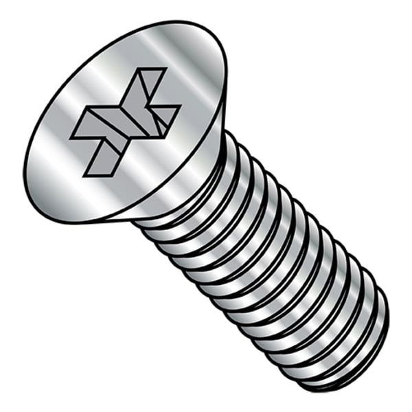 #10-32 x 1-1/4 in Phillips Flat Machine Screw, Plain Stainless Steel, 1000 PK