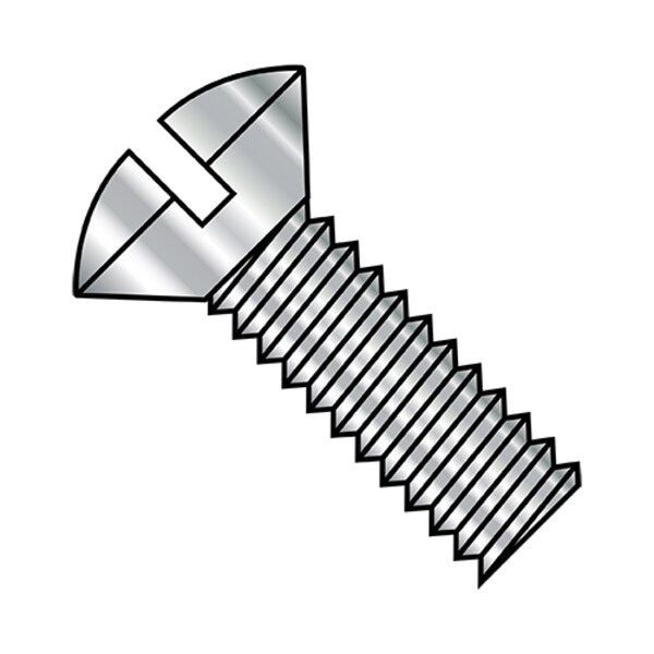 #10-32 x 1 in Slotted Oval Machine Screw, Plain Steel, 2000 PK