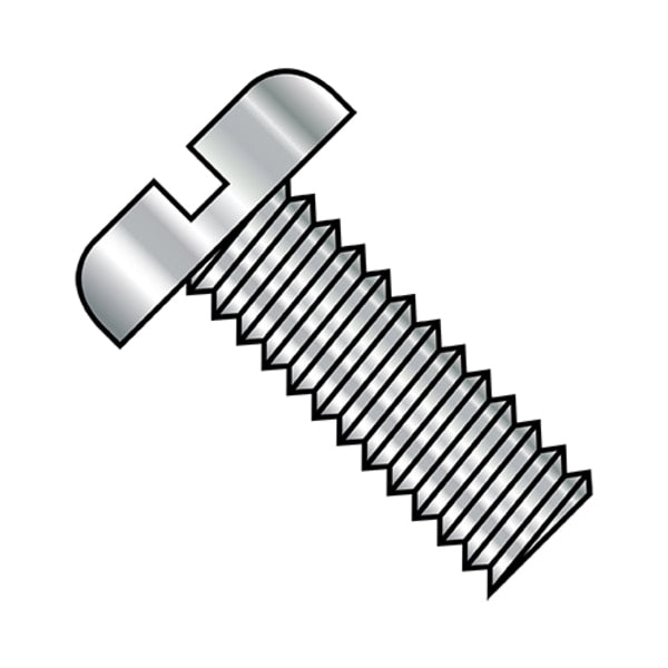 #10-32 x 1 in Slotted Pan Machine Screw, Plain Steel, 2000 PK