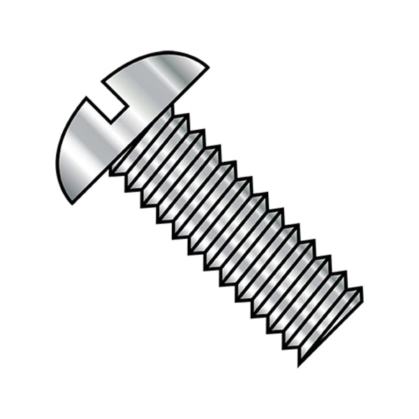 #10-32 x 2 in Slotted Round Machine Screw, Plain Steel, 1000 PK