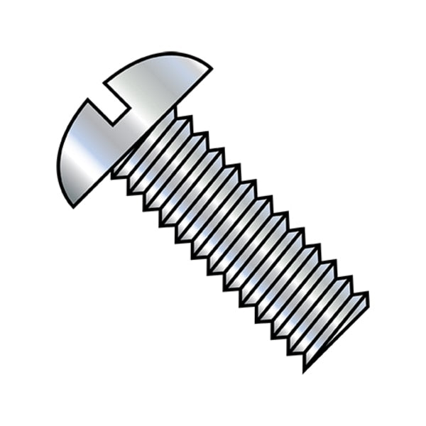 #10-32 x 3 in Slotted Round Machine Screw, Zinc Plated Steel, 1000 PK