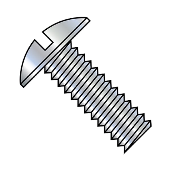 #10-32 x 2 in Slotted Truss Machine Screw, Zinc Plated Steel, 1500 PK