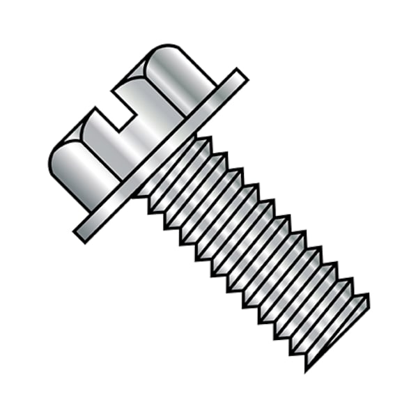 #10-32 x 1 in Slotted Hex Machine Screw, Plain Steel, 2000 PK